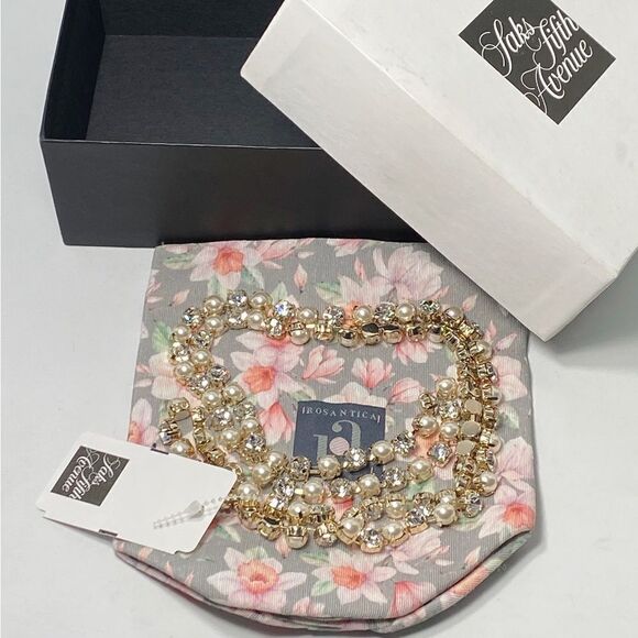 Rosantica Polka Goldtone, Resin Pearl, & Crystal Lariat Necklace - Picture 5 of 9